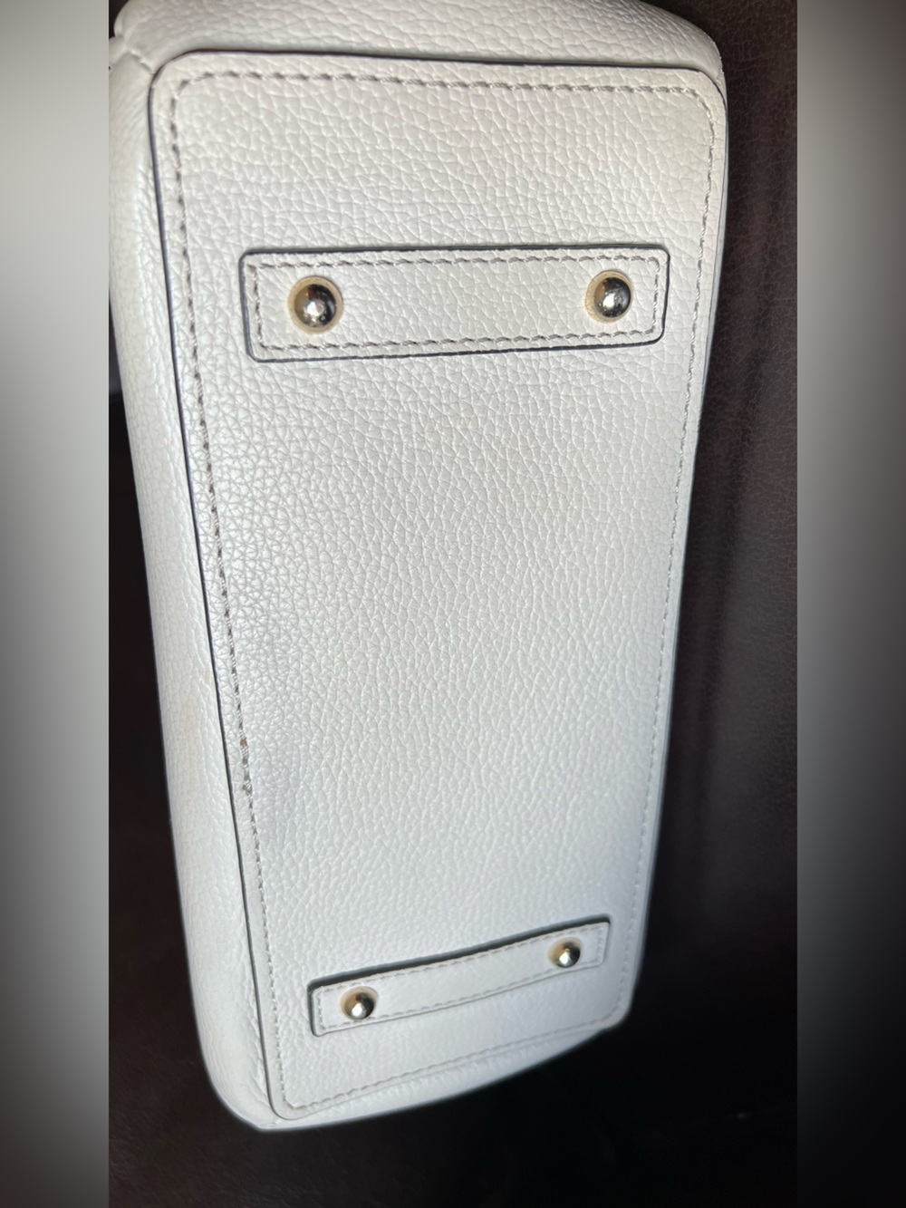 Y2K Dooney & Bourke Off-White Pebbled Leather Satchel Top Handle Bag - Picture 5 of 14